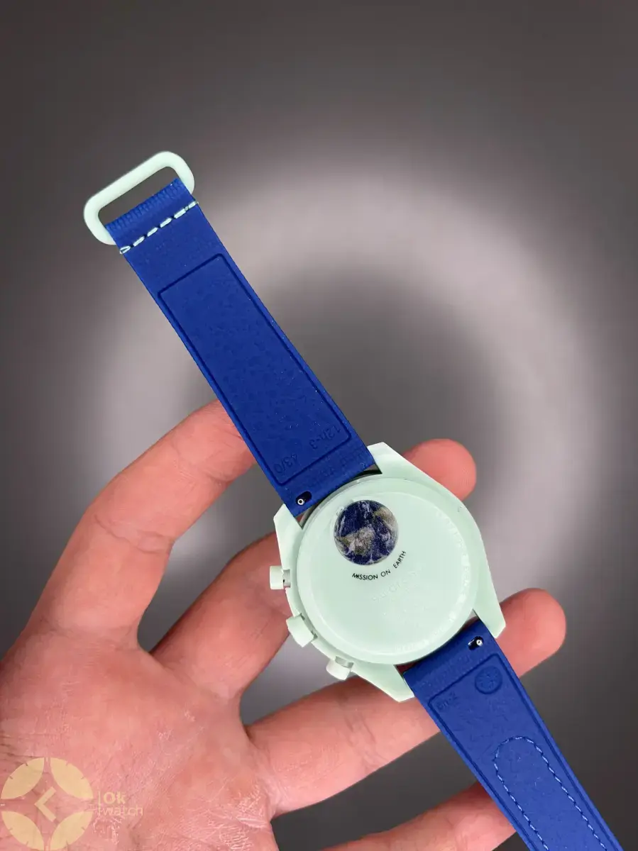 ساعت مچی امگا سواچ بند رابر آبی ماموریت به زمین Omega x Swatch Mision to the earth Rubber