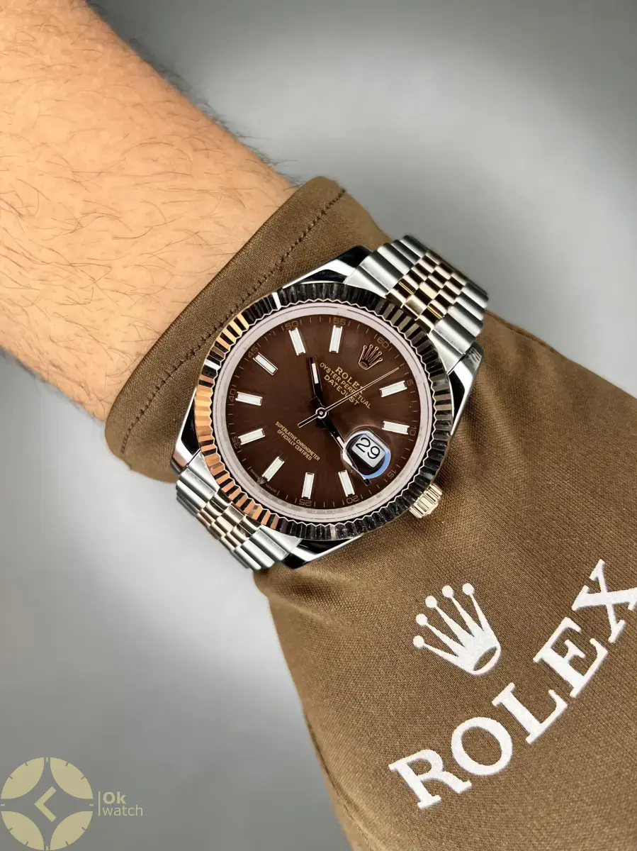 ساعت مچی رولکس دیت جاست سوئیسی سیلوررزگلد صفحه چاکلت Rolex Datejust