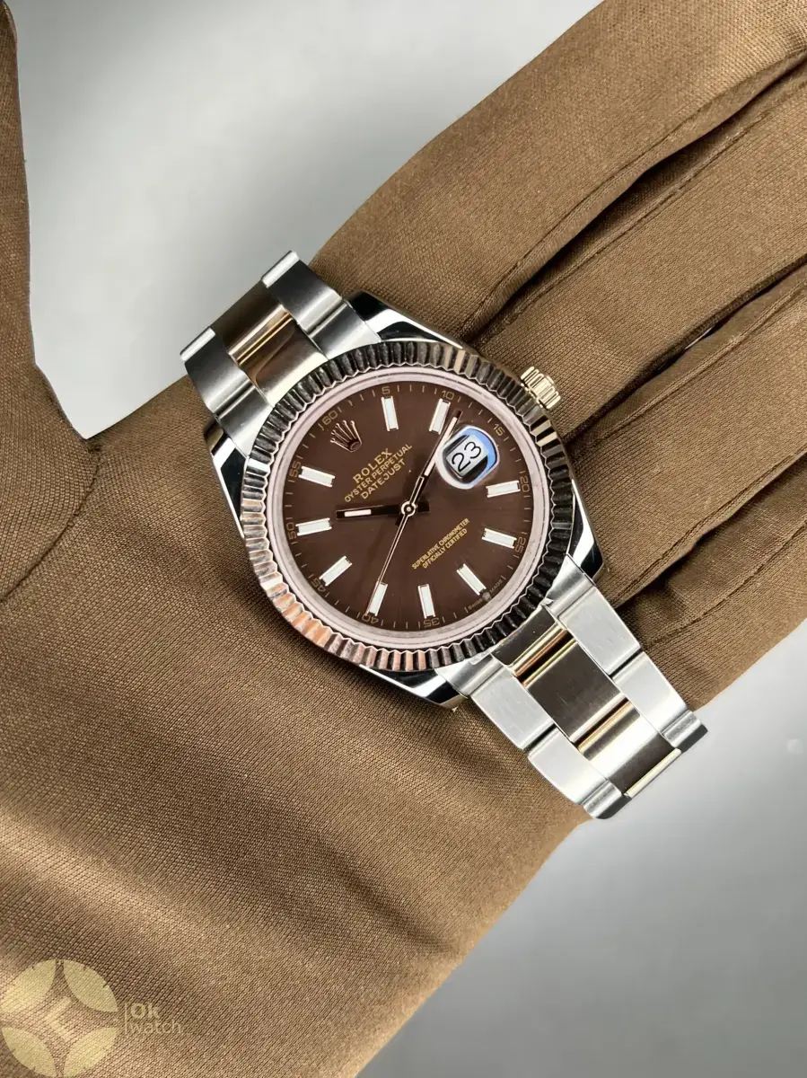 ساعت مچی رولکس دیت جاست سوئیسی بند اویستر سیلوررزگلد صفحه چاکلت Rolex Datejust