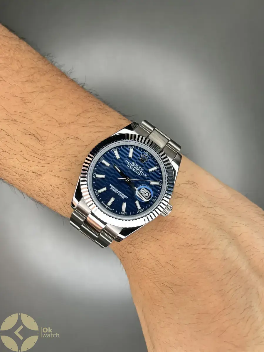 ساعت مچی رولکس سوئیسی سیلور صفحه سرمه ای طرحدار Rolex Datejust