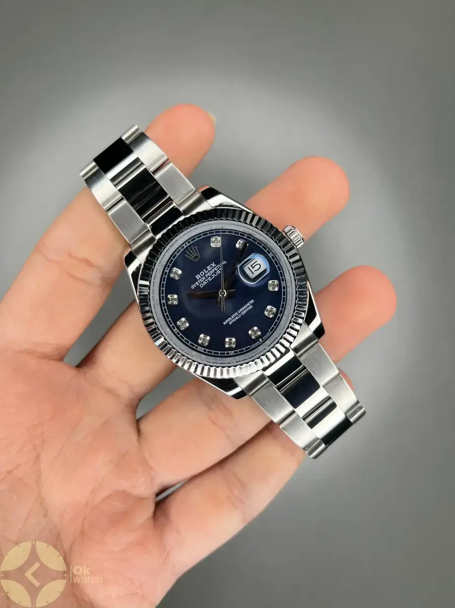 ساعت مچی رولکس سوئیسی سیلور ایندکس نگین صفحه سرمه ای Rolex Datejust