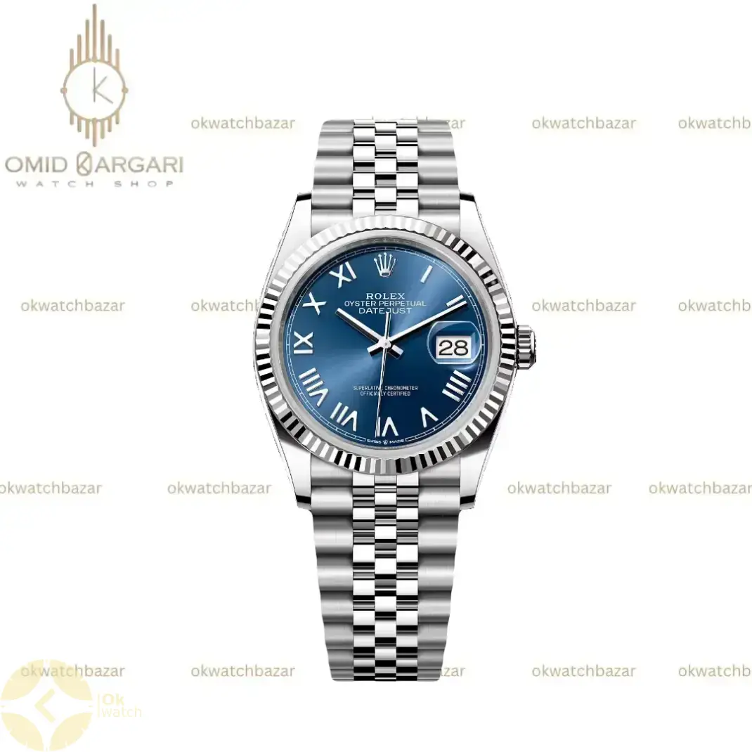 ساعت مچی رولکس سوئیسی سیلور صفحه سرمه ای ایندکس یونانی Rolex Datejust