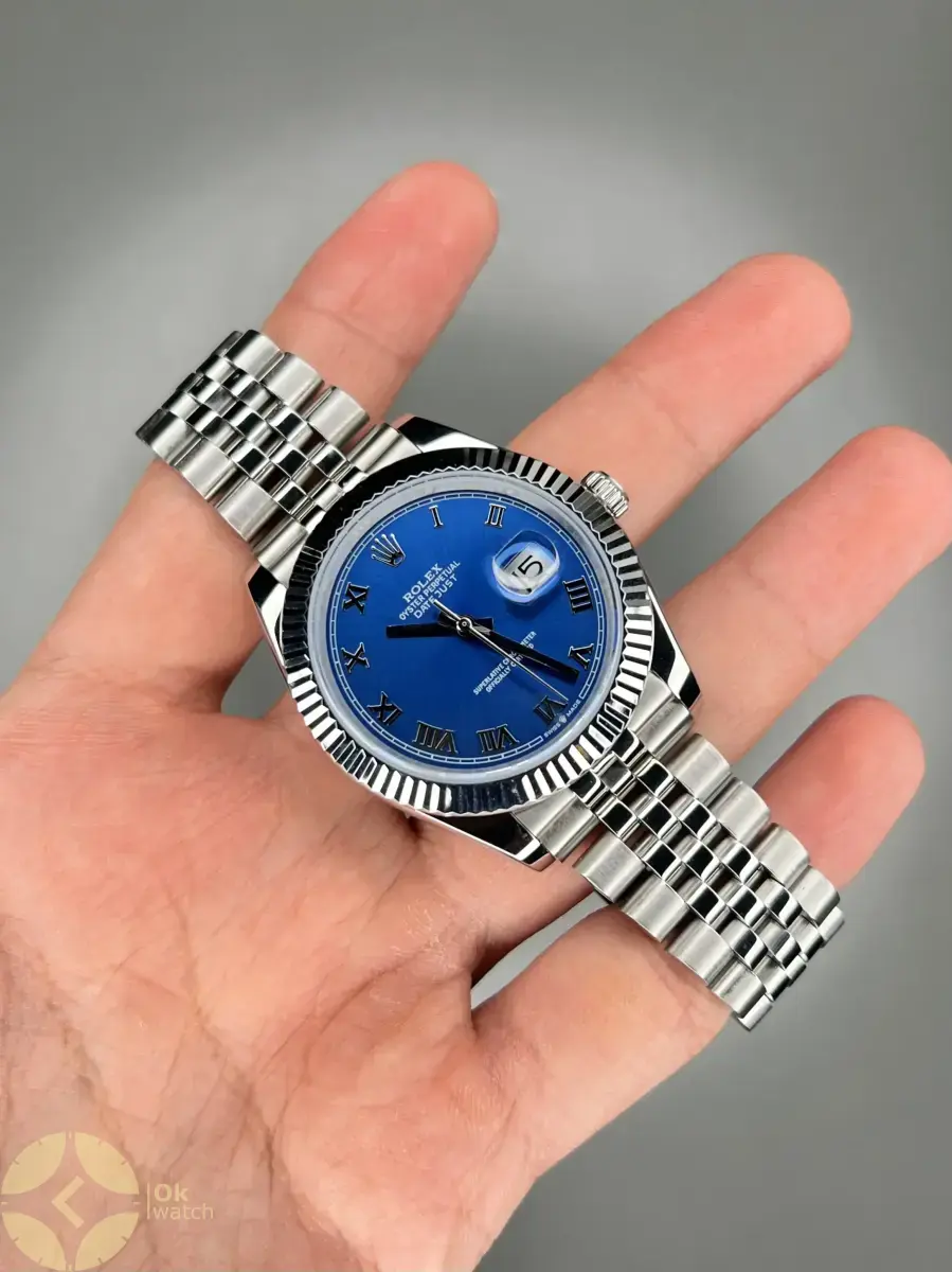 ساعت مچی رولکس سوئیسی سیلور صفحه سرمه ای ایندکس یونانی Rolex Datejust