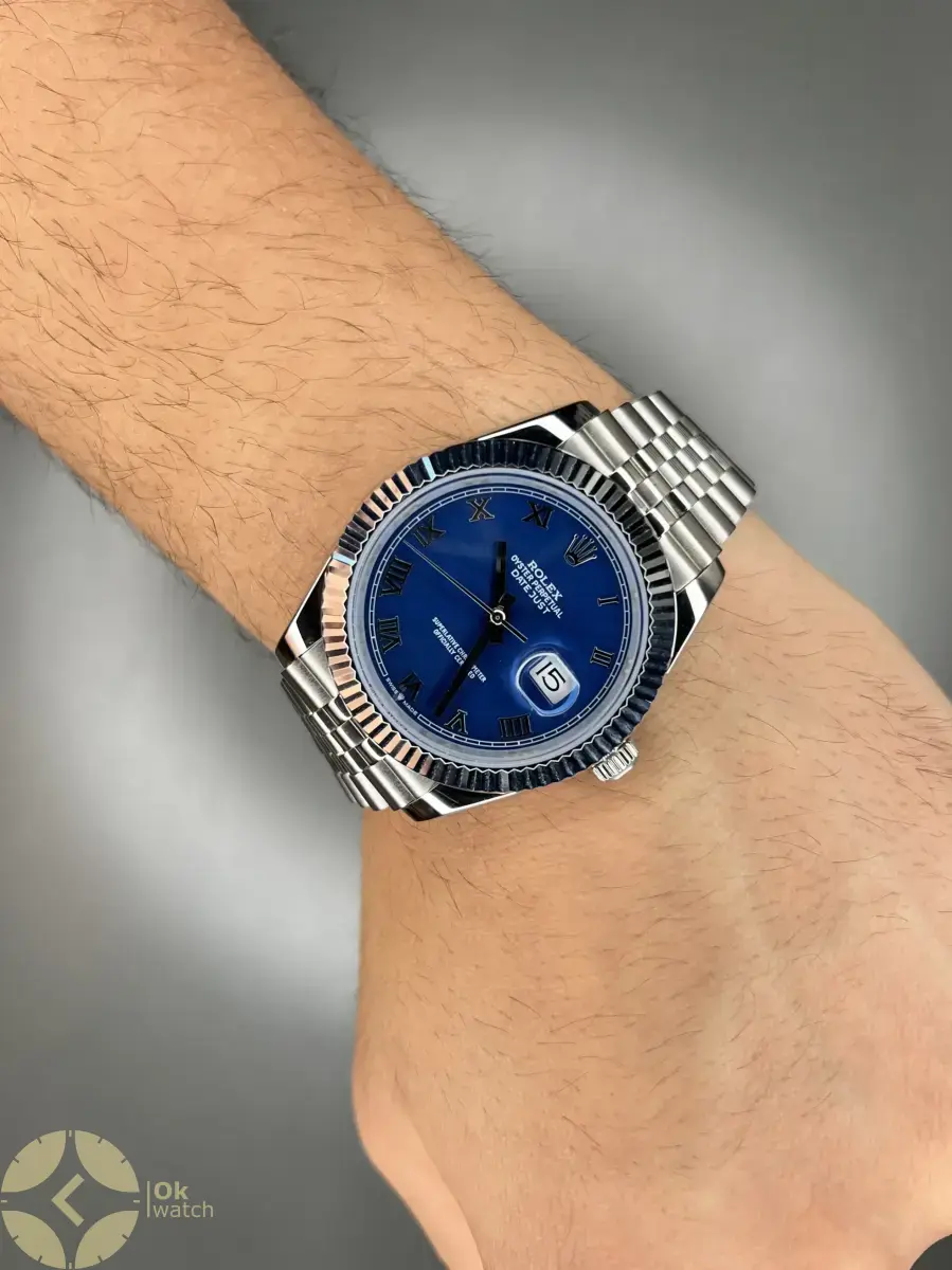 ساعت مچی رولکس سوئیسی سیلور صفحه سرمه ای ایندکس یونانی Rolex Datejust