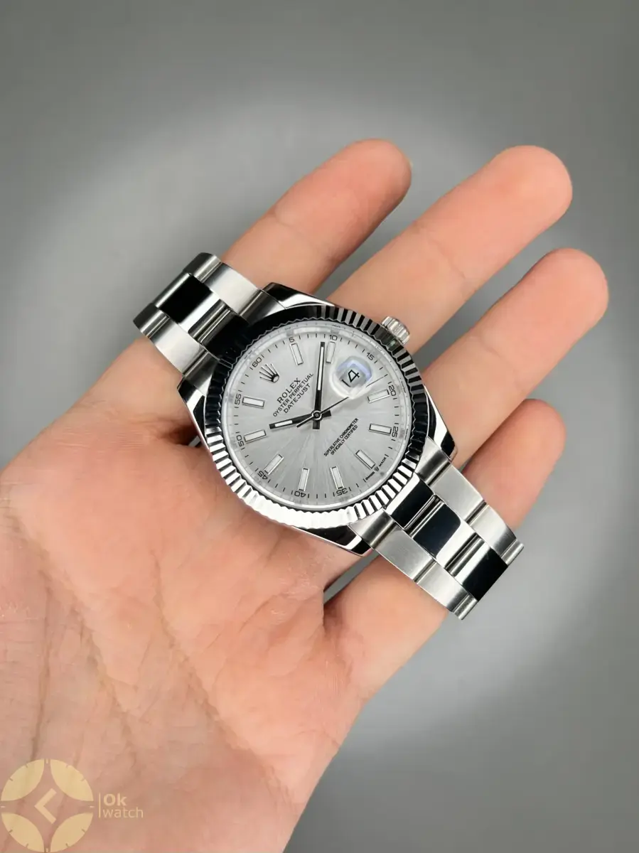ساعت مچی رولکس سوئیسی بند اویستر سیلور صفحه طوسی Rolex Datejust