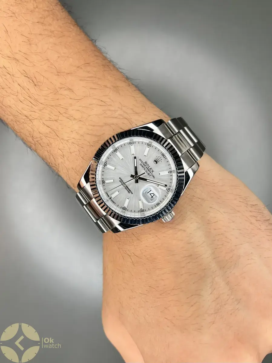 ساعت مچی رولکس سوئیسی بند اویستر سیلور صفحه طوسی Rolex Datejust