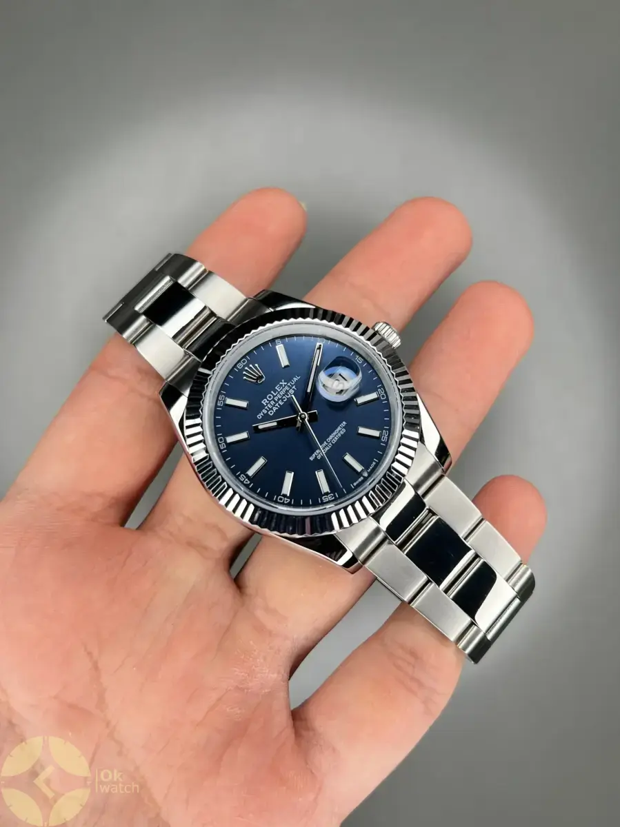 ساعت مچی رولکس سوئیسی بند اویستر سیلور صفحه سرمه ای Rolex Datejust