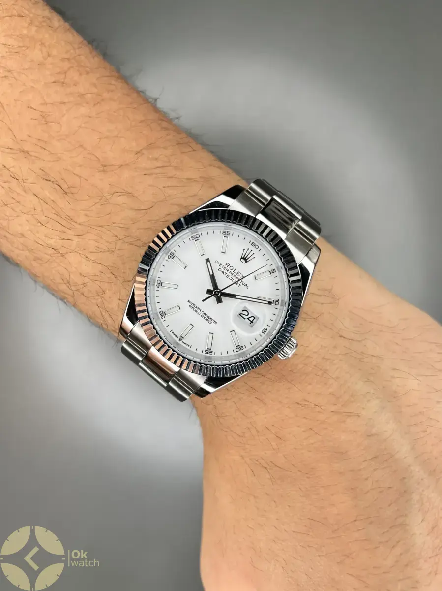 ساعت مچی رولکس سوئیسی سیلور بند اویستر صفحه سفید Rolex Datejust
