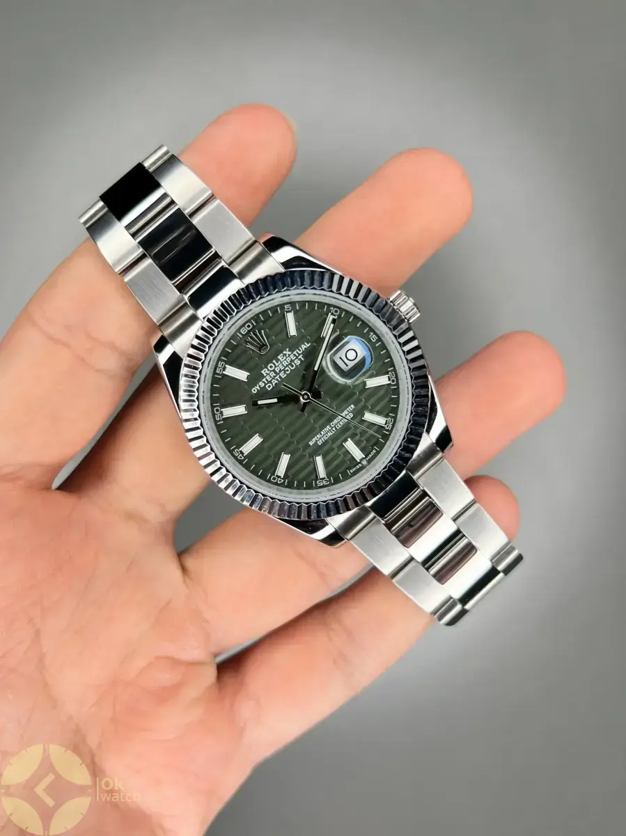 ساعت مچی رولکس سوئیسی سیلور صفحه سبز طرحدار Rolex Datejust