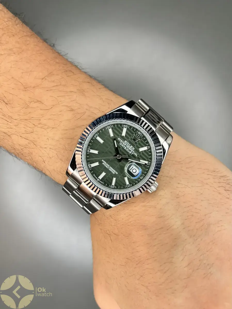 ساعت مچی رولکس سوئیسی سیلور صفحه سبز طرحدار Rolex Datejust