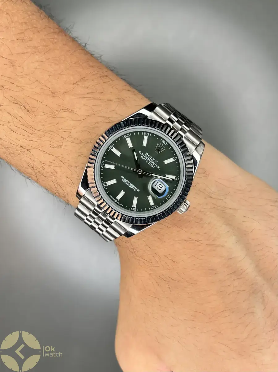 ساعت مچی رولکس سوئیسی سیلور بند جوبیلی صفحه سبز Rolex Datejust