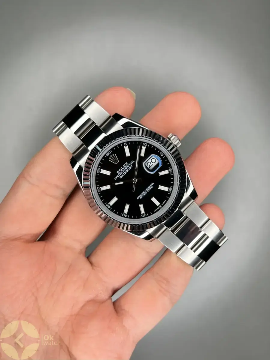 ساعت مچی رولکس سوئیسی بند اویستر سیلور صفحه مشکی Rolex Datejust