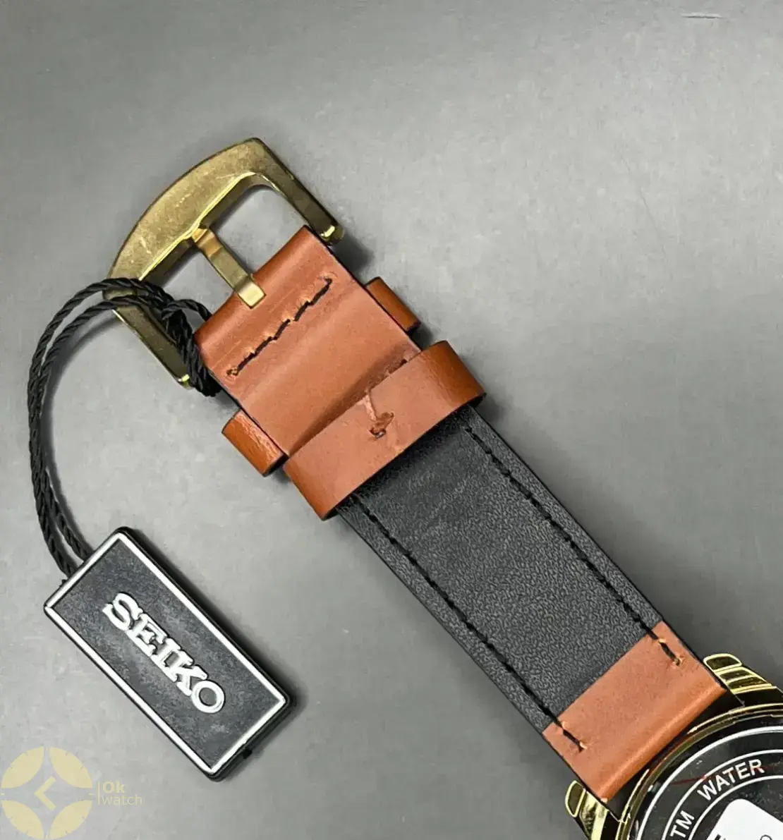 ساعت مچی سیکو فول دیت بند چرمی قهوه ای صفحه سفید Seiko