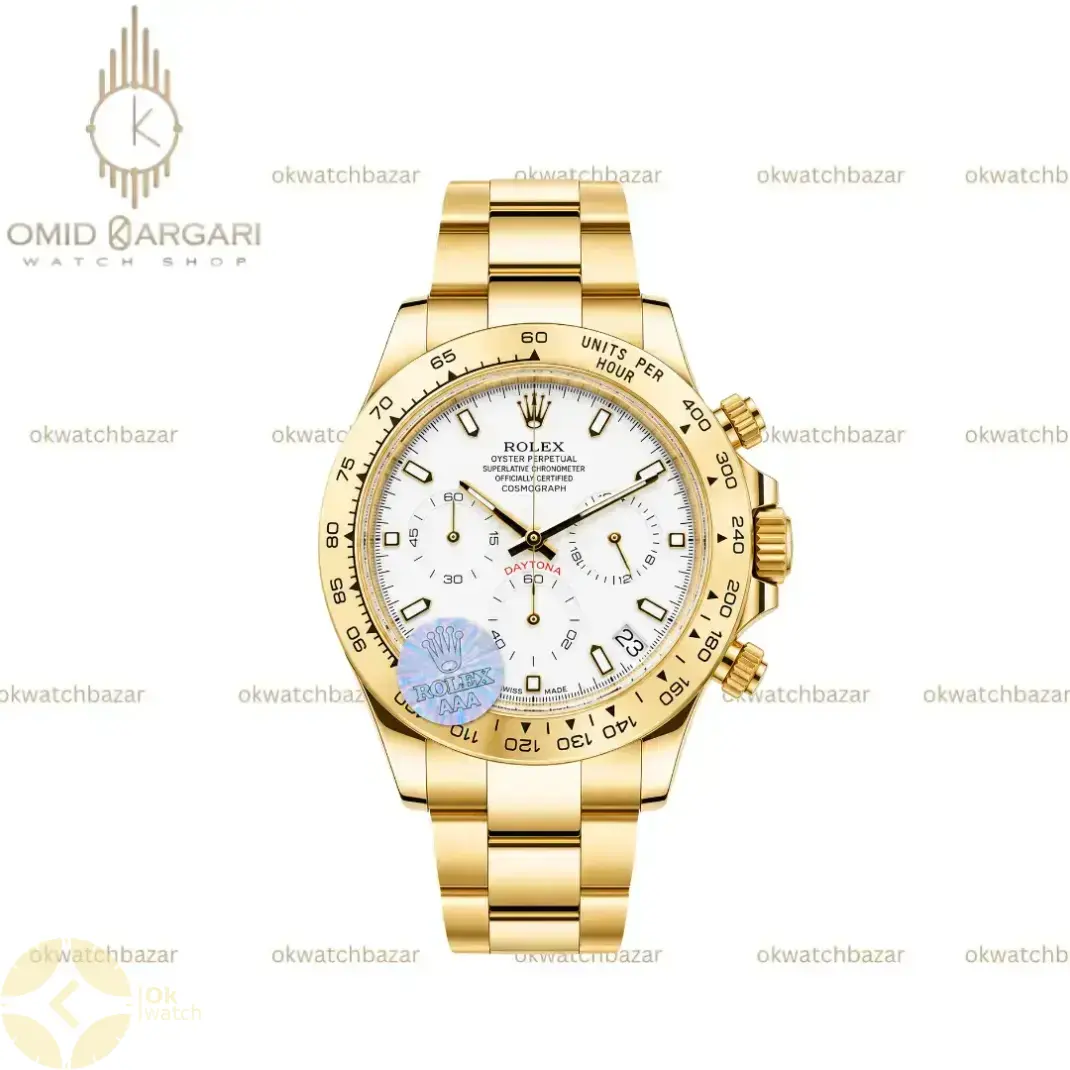 ساعت مچی رولکس دیتونا طلایی صفحه سفید Rolex Daytona