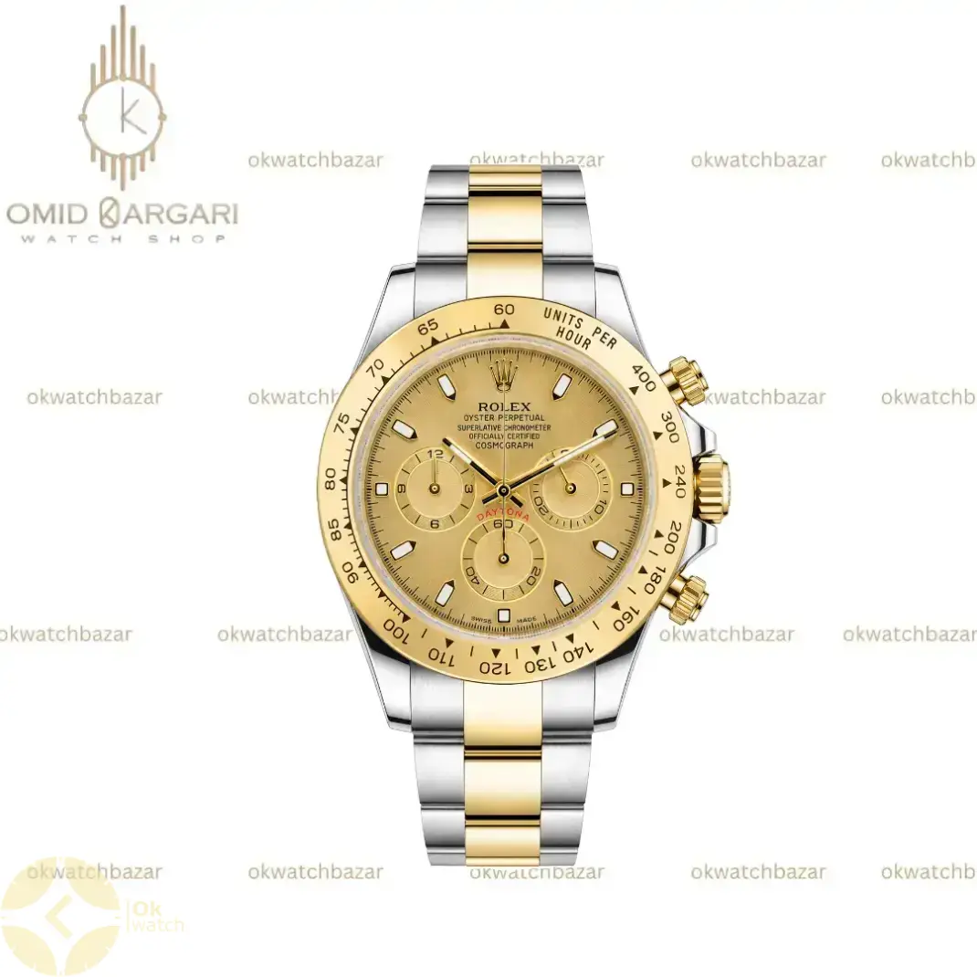 ساعت مچی رولکس دیتونا سیلورطلایی صفحه طلایی Rolex Daytona