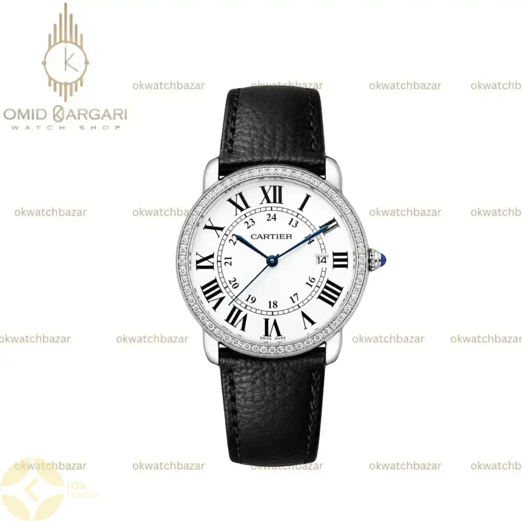 ساعت مچی کارتیه صفحه سفید قاب سیلور Cartier