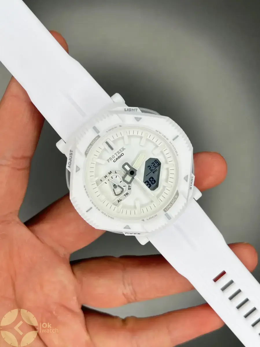ساعت مچی کاسیو جی شاک پروترک بند رابر سفید Casio G-shock Protrek
